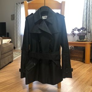 Short black Coach trench coat